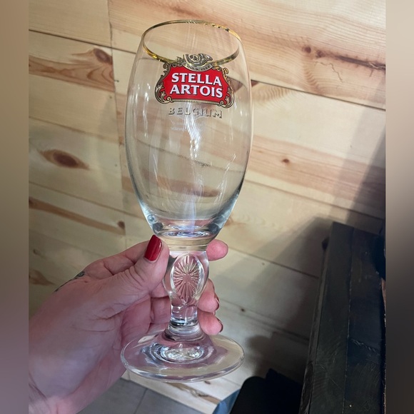 GOLD RIMMED Stella Artois Chalice Beer Glass - Picture 3 of 9